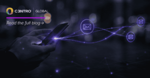 Hand holding phone sending SMS messages, illustrating SMS delivery monitoring and control